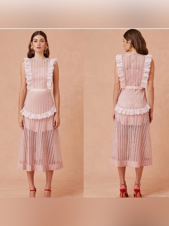 KEEPSAKE the Label Dresses & Skirts - KEEPSAKE Portrait Lace Midi Lace Party Dress Blush Pink Romantic Size XXS NEW